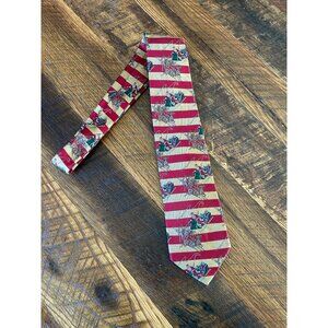 Rare Vintage Robert Talbott Neck Tie Santa Leading Sleigh Red & Gold Silk